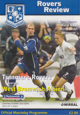 Tranmere Rovers v West Bromwich Albion Match Programme 2000-10-21
